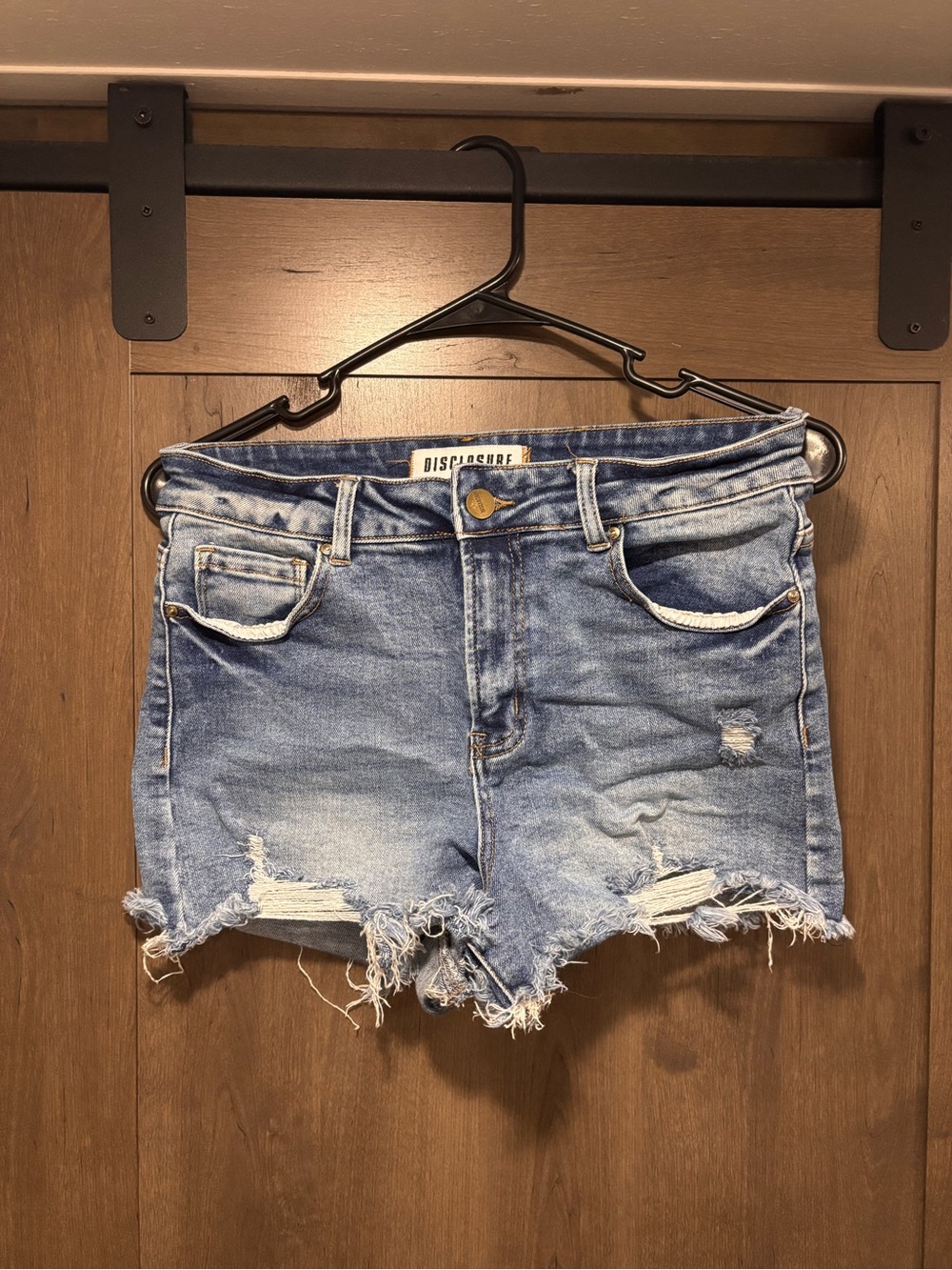 Light Blue Distressed Denim Shorts
